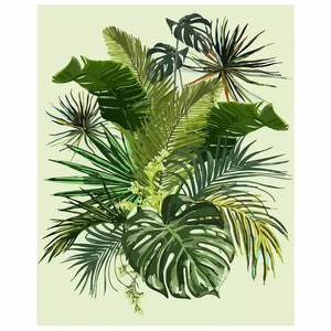 Tropical Leaves PAINT by NUMBER Kit Adults ,abstract Garden Plants