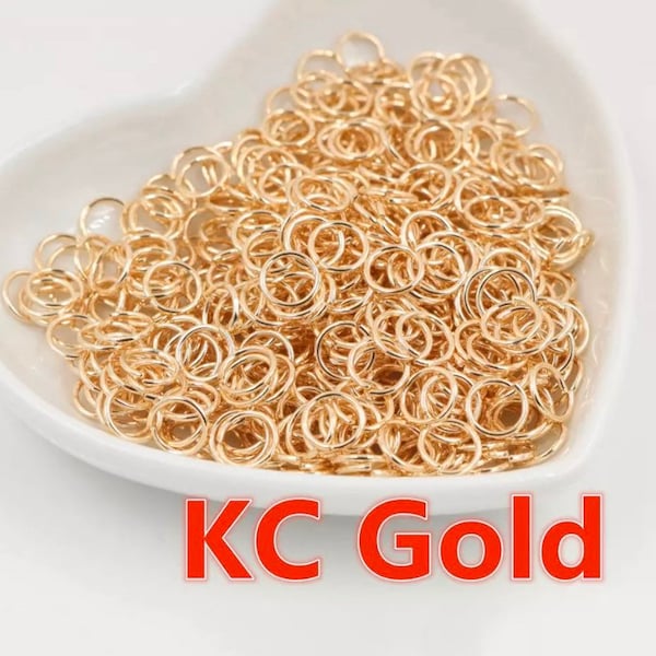 KC Gold Jump Rings Gauge 19 - Single Loop - 200 Pack - 3, 4, 5, 6, 7, 8 or 10mm