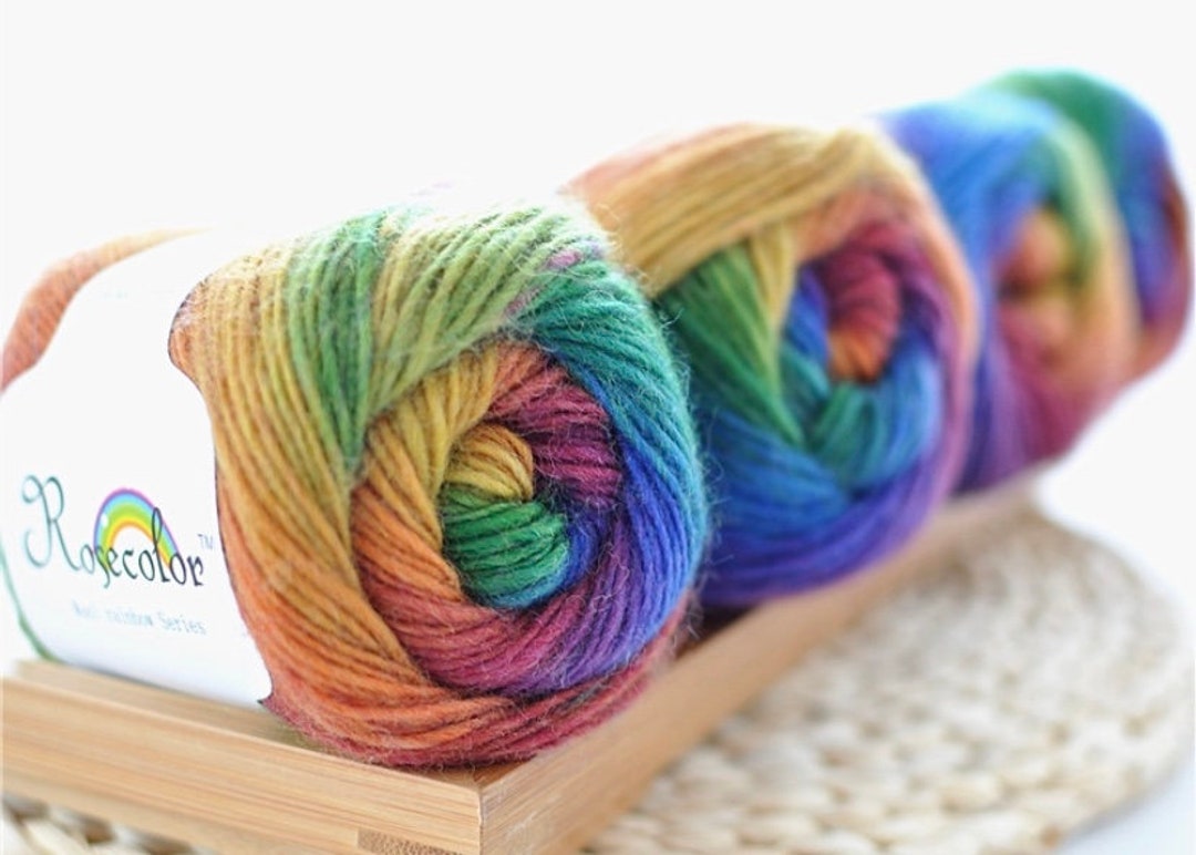 QJH Rainbow Soft Yarn 100% Wool Gradient Multi Color Yarn for