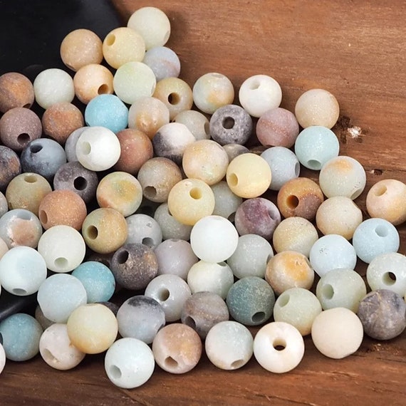 COHEALI 40 Pcs Colored Stone Beads Beaded Round Hole Beads Loose Gemstone  Beads Macrame Beads with Large Holes Gemstone for Making DIY Beads Crystal