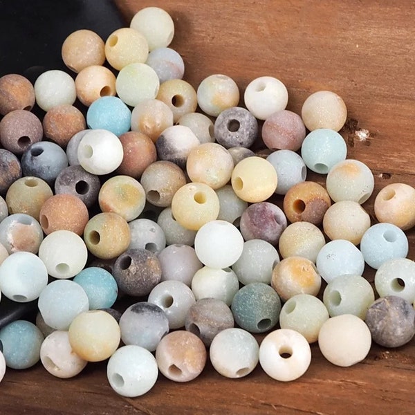 3mm Hole Round Natural Stone Beads 10 Pack - Large Hole Bead for Macrame - 10mm Diameter