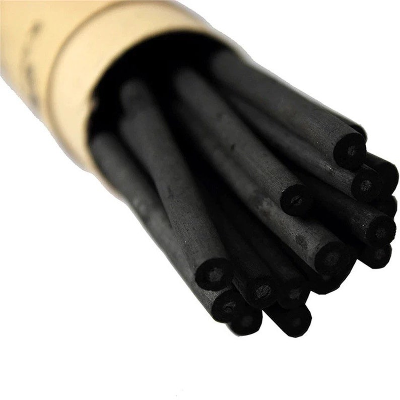 Vine Charcoal, Soft, Black 25 Charcoal Sticks For Drawing