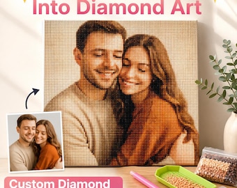 Custom Diamond Painting Kit from Photo, Personalised Diamond Art Portrait, Full Round or Square Drill DIY Rhinestone Picture Gift for Decor