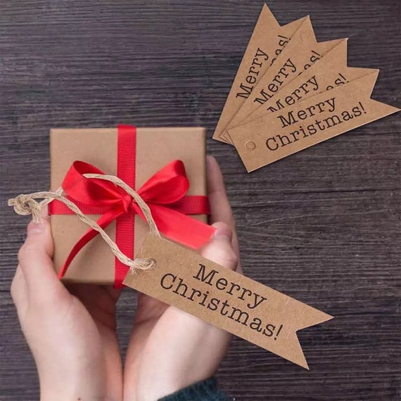 Merry Christmas Gift Tags - Gift Wrapping Labels - 100 Pack
