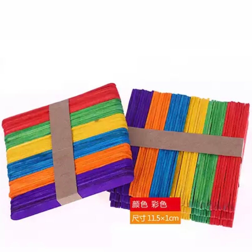 50 Pack Popsicle Sticks Wood or Colourful for Crafts Wooden Flat