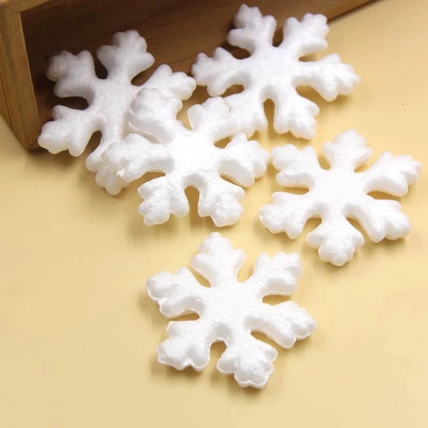 10 Pack White Styrofoam Snow Flakes - White Polystyrene Foam Shapes - DIY Christmas Decor