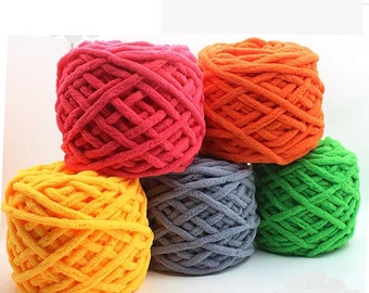 Fil chenille épais 100 g, fil super doux pour couverture, 31 couleurs, fil à tricoter géant pour couvertures, écharpes, bonnets et travaux manuels épais