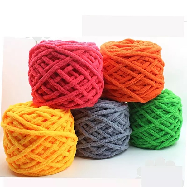 Chunky Knit Chenille Yarn - Super Soft Specialty Knitting Yarn - 31 Colours