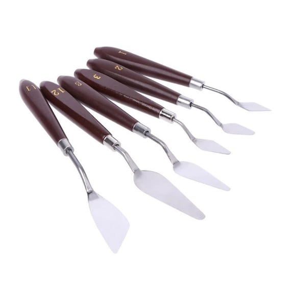 Palette Knife 6 shapes - Stainless Steel Spatula Kit - Flexible Blades