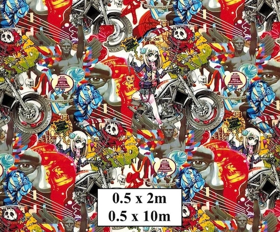 Hydrographic Water Transfer Film - Hydrographic dipping - Water Dipping Film - Hydro Dipping Print Motorbike Anime