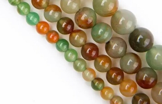 Peacock Agate Beads - Round Natural Stone - 4, 6, 8, 10mm