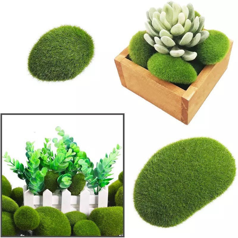 30 Pack, 3 Sizes Artificial Moss Rocks Decorative Green Moss Balls