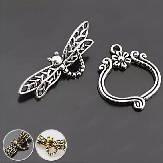 10 Pack Toggle Clasps - Dragonfly Clasp - Antique silver, Bronze, Gold