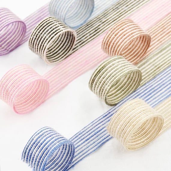 Coloured Striped Burlap Craft Ribbon - Party Decorating - Hat Making Supply - Vintage DIY Decor