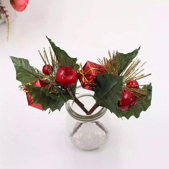 5 Pack Artificial Holly Branches - Christmas Decor - DIY Wreath Making - Flower Arrangement - model 4