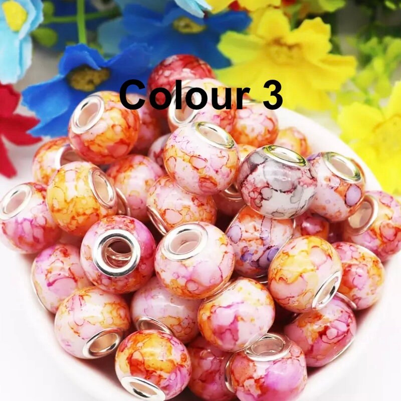 5mm Hole Round Glass Beads 10 Pack Large Hole Bead for Macrame 16mm  Diameter 10 Colour Options 