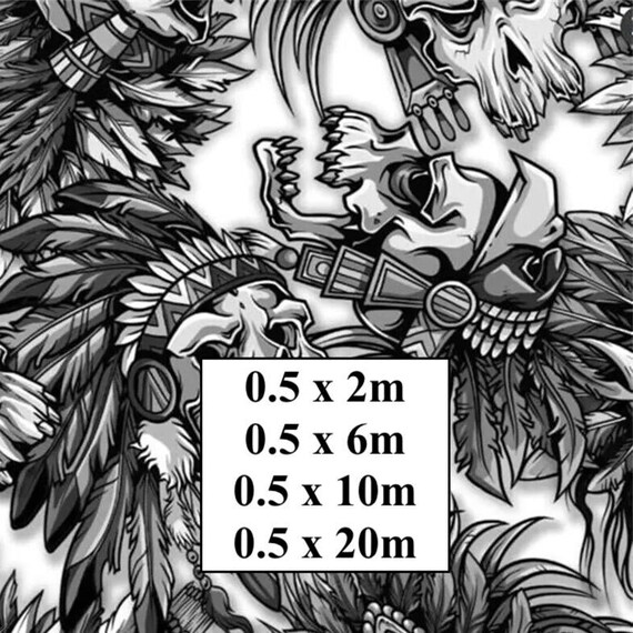 Hydrographic Water Transfer Film - Hydrographic dipping - Water Dipping Film - Hydro Dipping Print American Indian Skulls