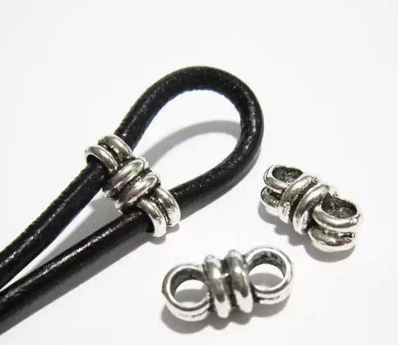 10pcs Double Barrel Sliders - Antique Silver