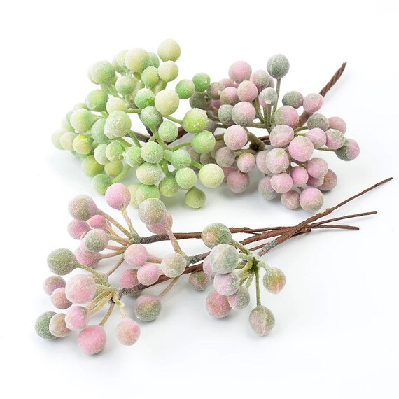 6 Pack Artificial Berries 2 Colours - Christmas Decor - Wreath Making - Flower Arrangements