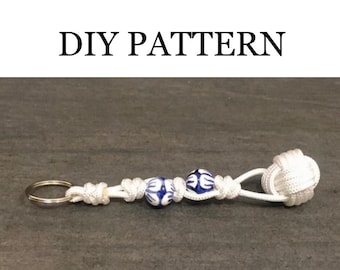 DIY Monkey Fist Key Ring Pattern - Nautical Themed Key Chain - Macrame Pattern, Full Instructions - Step By Step Manual