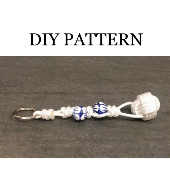 DIY Monkey Fist Key Ring Pattern - Nautical Themed Key Chain - Macrame Pattern, Full Instructions - Step By Step Manual