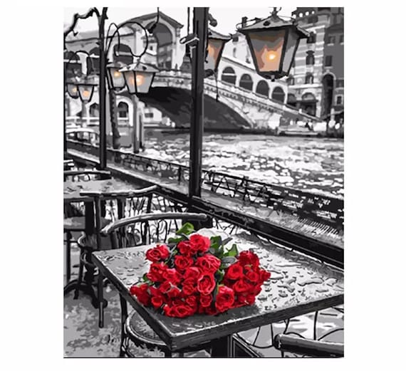 Paint by Numbers Kit - DIY Painting Kit - Gift Idea - Red Roses - 3 Sizes