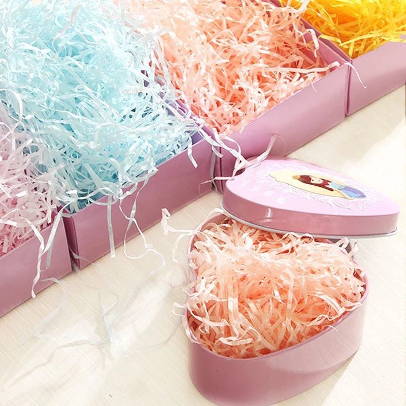Relleno de papel triturado, exquisitos colores brillantes, relleno de rafia  inodoro, relleno de embalaje de regalo para decoración de cajas de regalo,  rosa claro, 30g