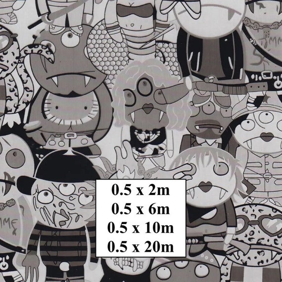 Hydrographic Water Transfer Film - Hydrographic dipping - Water Dipping Film - Hydro Dipping Print Black & White Anime
