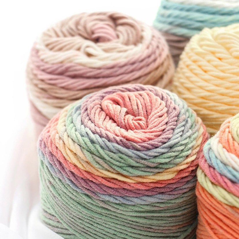 Rainbow Cotton Knitting/crochet Yarn 100 G/skeinmulticolored Milk