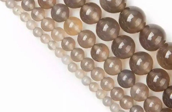 Grey Agate Beads - Round Natural Stone - 4, 6, 8, 10mm
