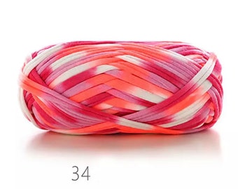 Section Dyed Neon Pink T-Shirt Yarn - 100g Crochet Yarn - Fabric Spaghetti Yarn 32m