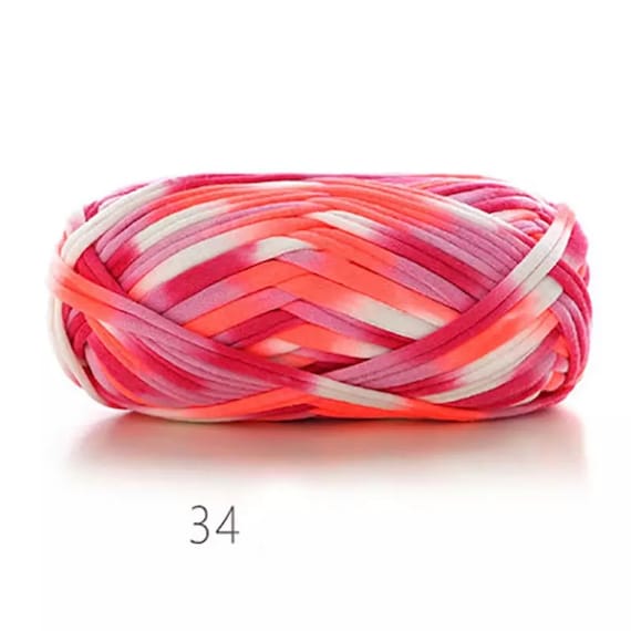 Section Dyed Neon Pink T-Shirt Yarn - 100g Crochet Yarn - Fabric Spaghetti Yarn 32m