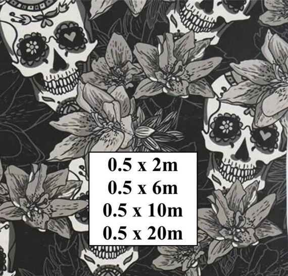 Hydrographic Water Transfer Film - Hydrographic dipping - Water Dipping Film - Hydro Dipping Print Skulls & Flowers