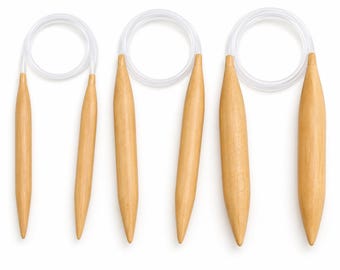 Bamboo Circular Knitting Needles 15mm 20mm 25mm, Jumbo Round Needles for Chunky Yarn, Fixed Cable Knitting Supplies for Cowls & Snoods