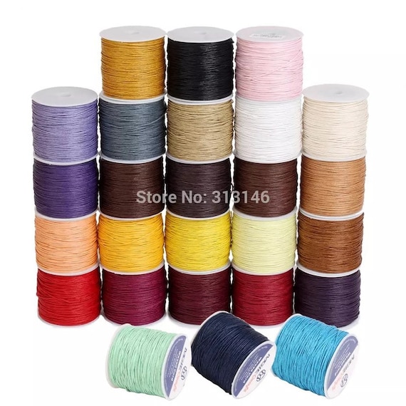 1mm Waxed Cotton Cord - 91m, 100yd - 50 Colours