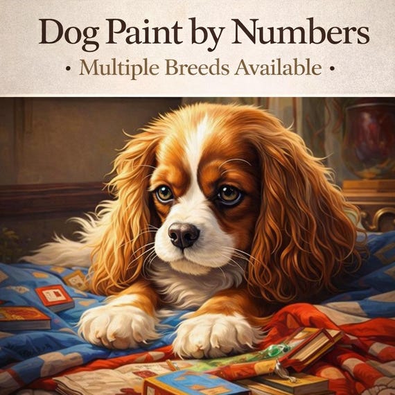 Cute Dog Paint by Numbers Kit – Choose Your Breed | DIY Canvas Painting for Adults & Kids | Pet Art, Gift Idea, 4 Sizes and Optional Frame