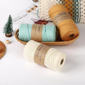 Coloured Braided Macrame Cotton Cord - 3mm, 100m (109yd) - 23 colours