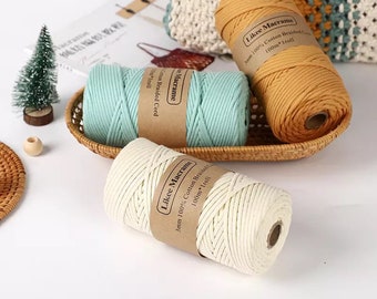 Cordon de coton macramé tressé coloré - 3 mm, 100 m (109 yd) - 23 couleurs