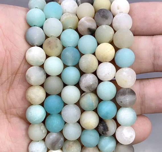 3mm Hole Round Natural Stone Beads 30 Pack - Large Hole Bead for Macrame - 10mm Diameter