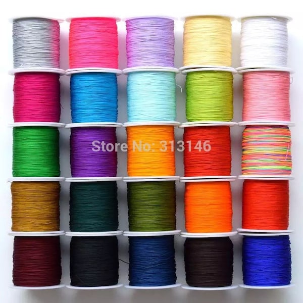0.5mm Braided Nylon Jewellery Cord - 150m, 164yd Supply - Chinese Knotting Cord 34 Colours - Beading String