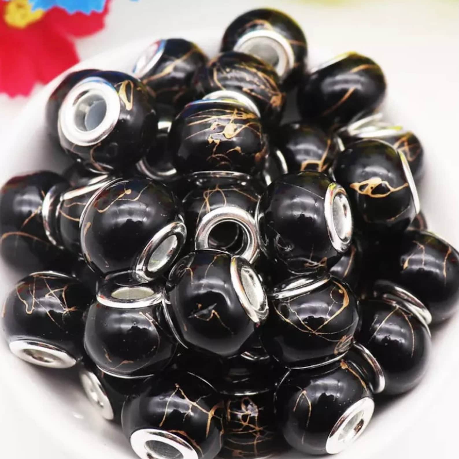 5mm Hole Round Glass Beads 10 Pack Large Hole Bead for Etsy