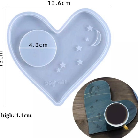Heart Shaped Candle or Cup Tray Silicone Mould - Mould for Epoxy Resin Castings
