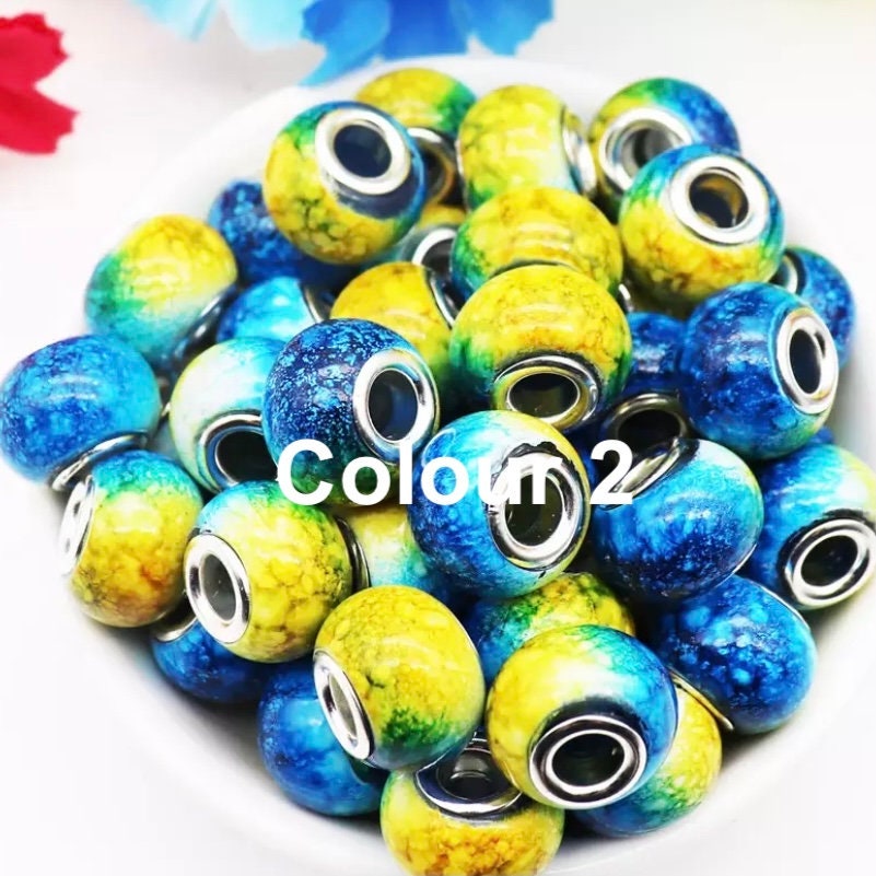 5mm Hole Round Glass Beads 10 Pack Large Hole Bead for Macrame