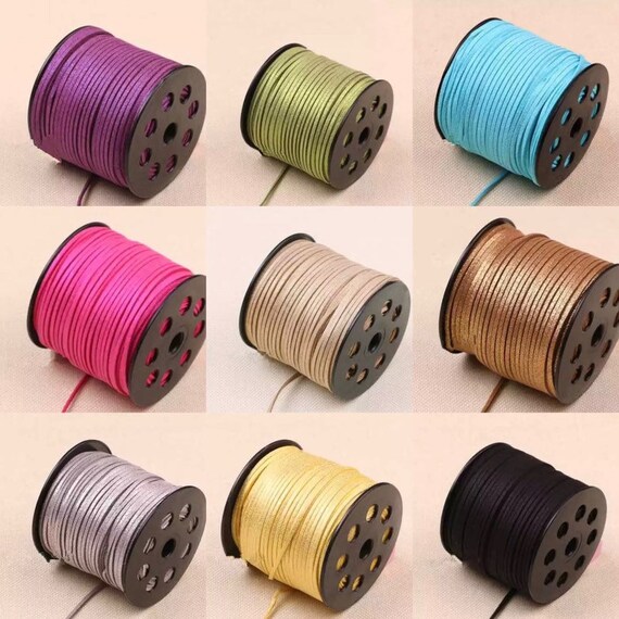3mm, 90m Flat Faux Suede Leather Cord - Jewellery Making - 14 Colours