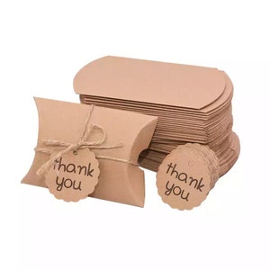 Boîtes d’oreiller cadeaux Kraft - Boîtes à bonbons - Boîte à bijoux - Boîte de faveur de mariage - Boîtes d’emballage