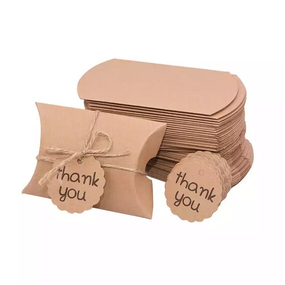 Kraft Gift Pillow Boxes - Candy Boxes - Jewellery Box - Wedding Favour Box - Packaging Boxes