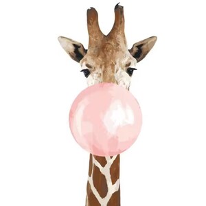 Bubblegum Animals Paint by Numbers • Cute Koala, Giraffe, Zebra DIY Canvas Art Kit • Fun Kids & Adults Painting Set • Creative Gift Idea Bubblegum Giraffe