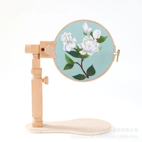 Adjustable Wooden Embroidery Hoop Stand - 360 Degree Rotation - Cross Stitch Rack - Embroidery Display