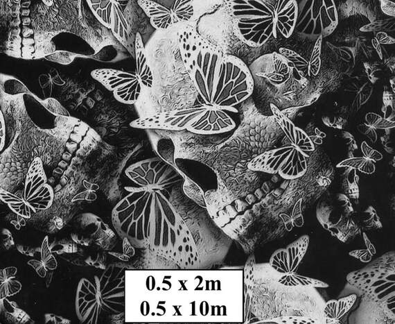Hydrographic Water Transfer Film - Hydrographic dipping - Water Dipping Film - Hydro Dipping Print Skulls & Butterflies