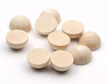 Wood Half Balls - Unfinished Wooden Hemispheres 15-40mm - Wood Dome - Craft Supply
